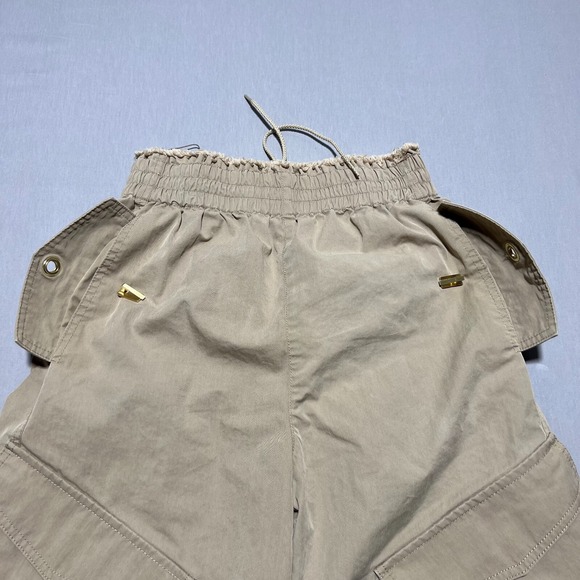 Dion Lee Womens Drawstring Khaki High Rise Waist Wide‎ Leg Cargo Pants 4 - Picture 8 of 16